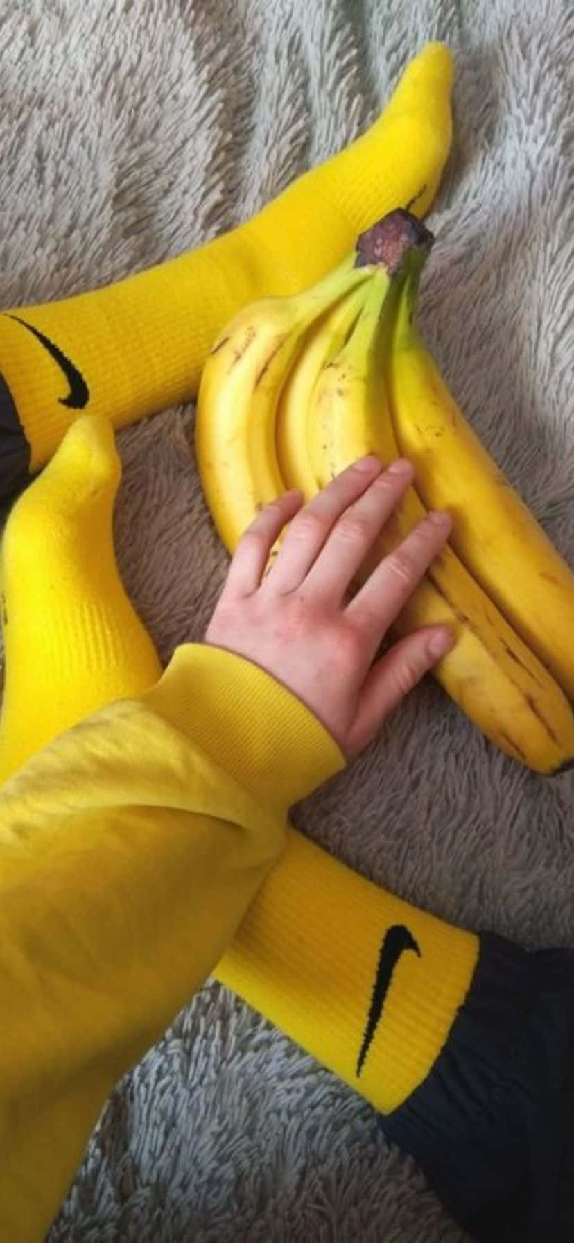 Yellow Socks Bananas Hand Comparison Wallpaper