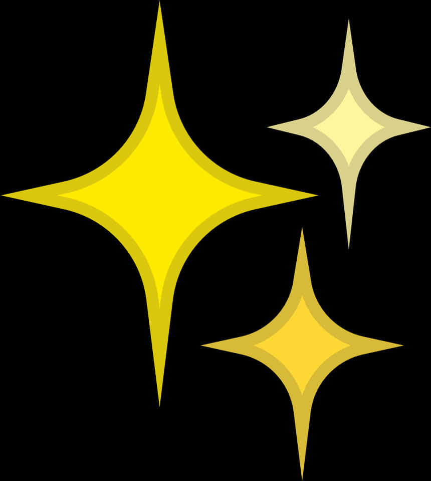 Yellow Sparkleson Black Background PNG