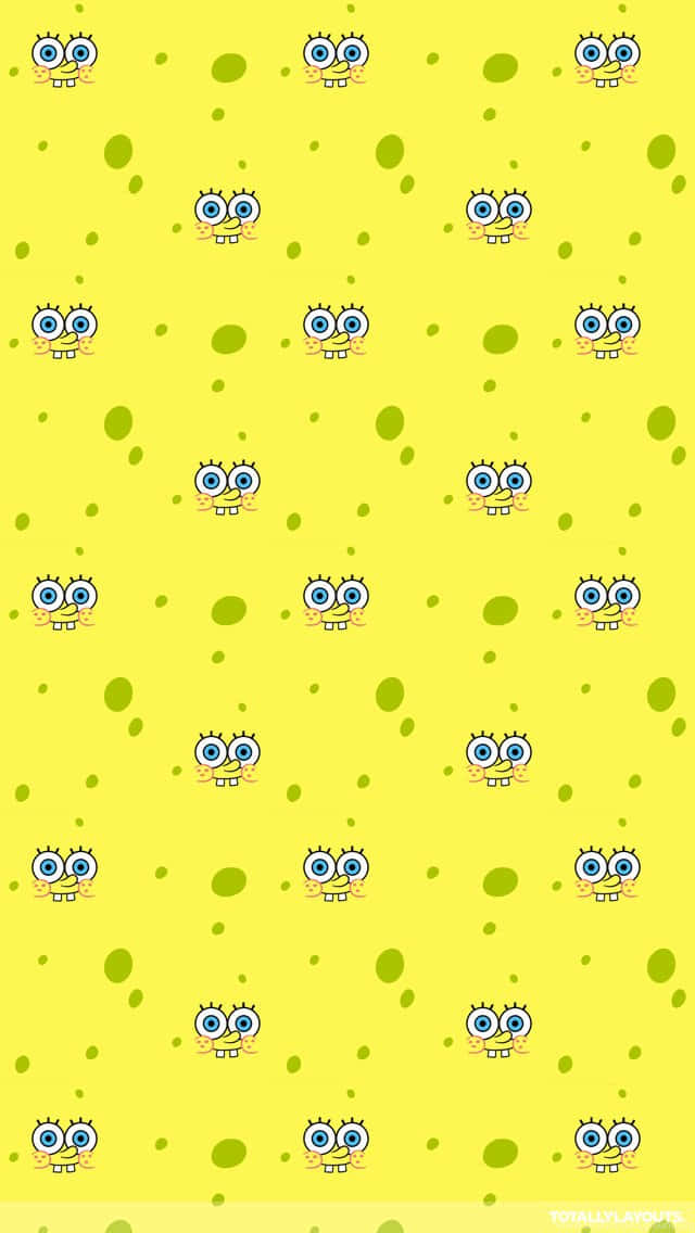 Yellow Sponge Character Pattern Wallpaper