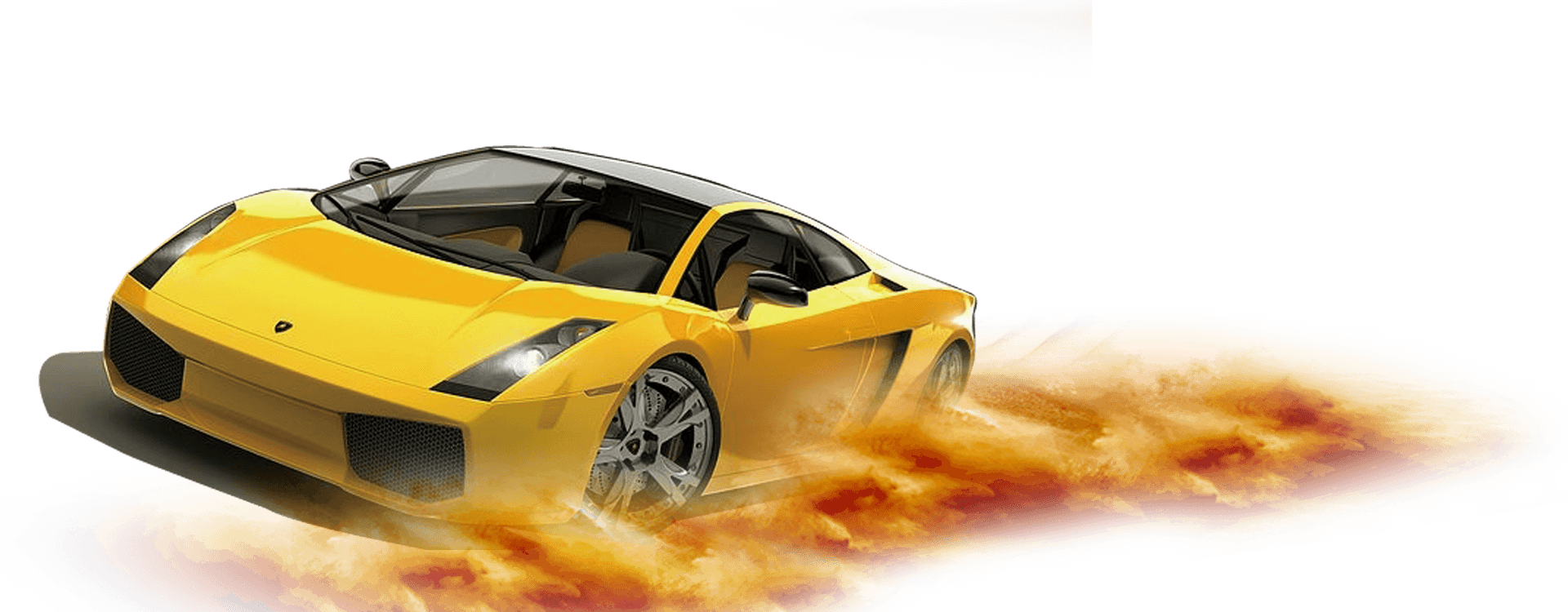 Yellow Sports Car Flaming Speed PNG