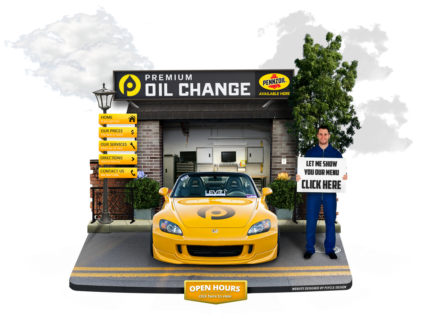 Yellow Sports Car Oil Change Service PNG