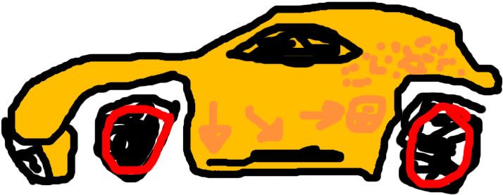Yellow Sports Car Sketch PNG