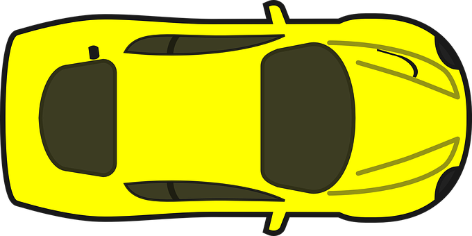 Yellow Sports Car Top View PNG