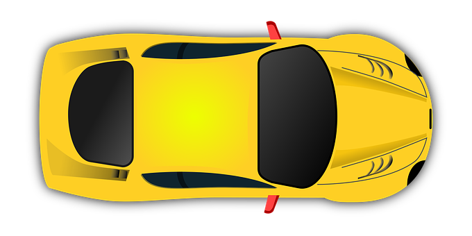 Yellow Sports Car Top View PNG