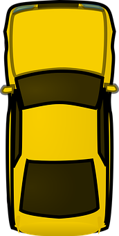 Yellow Sports Car Top View Illustration PNG