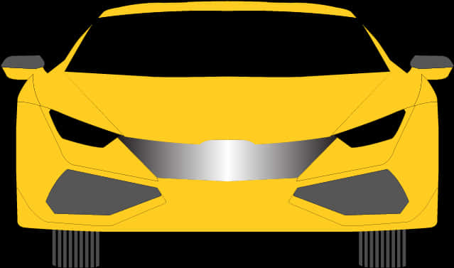 Yellow Sports Car Vector Front View PNG