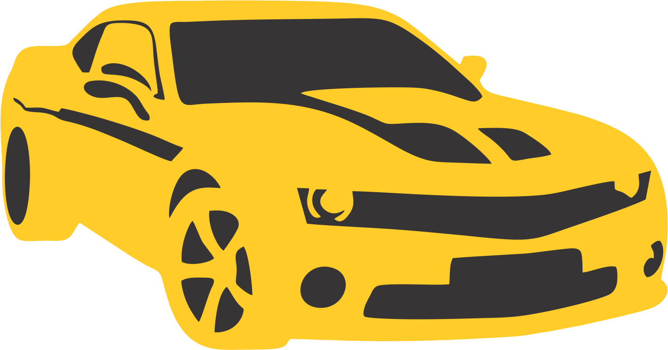 Yellow Sports Car Vector Illustration PNG
