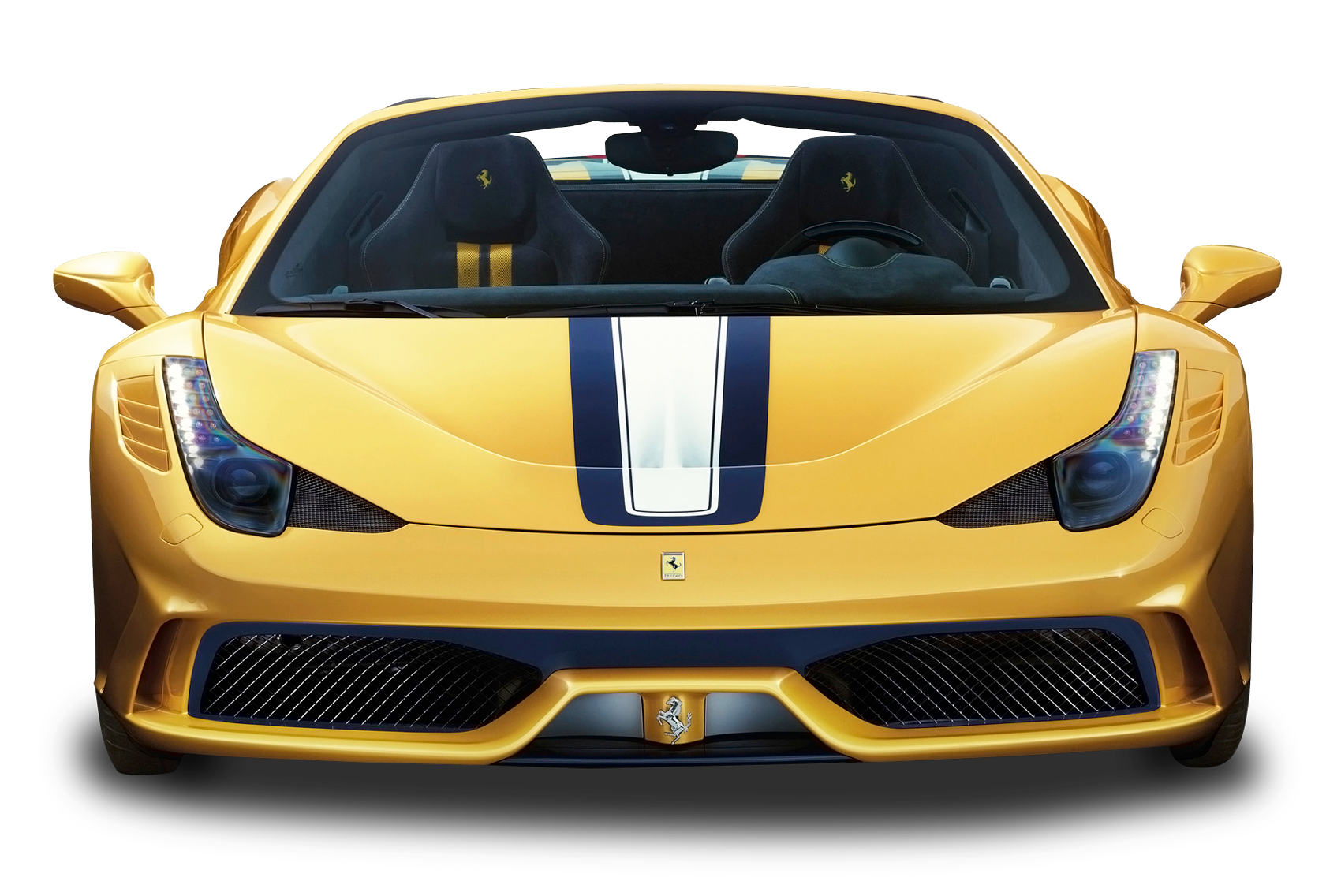 Yellow Sports Car With Stripes PNG