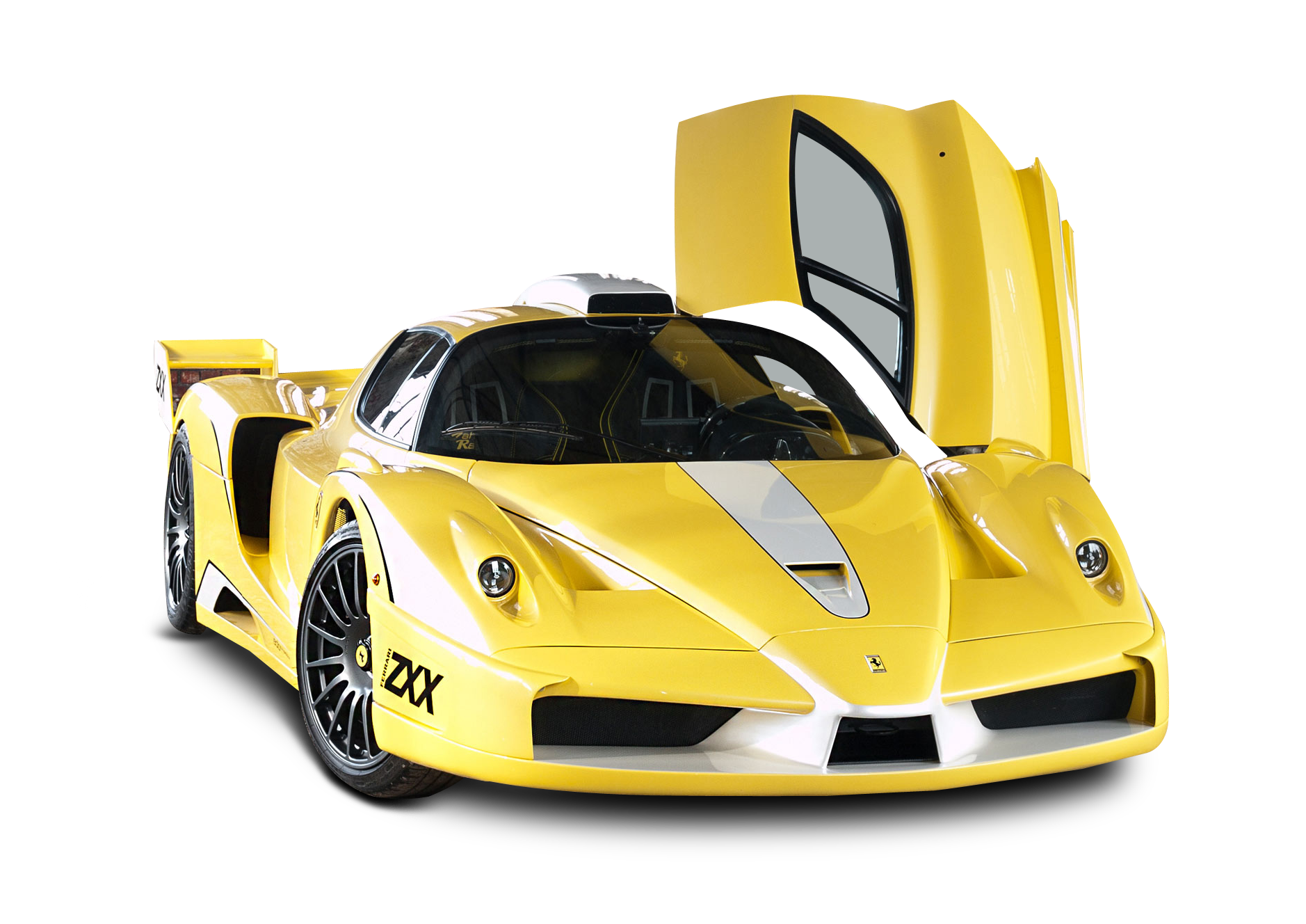 Yellow Sports Carwith Open Doors PNG