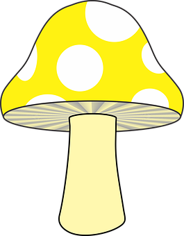 Yellow Spotted Mushroom Vector PNG