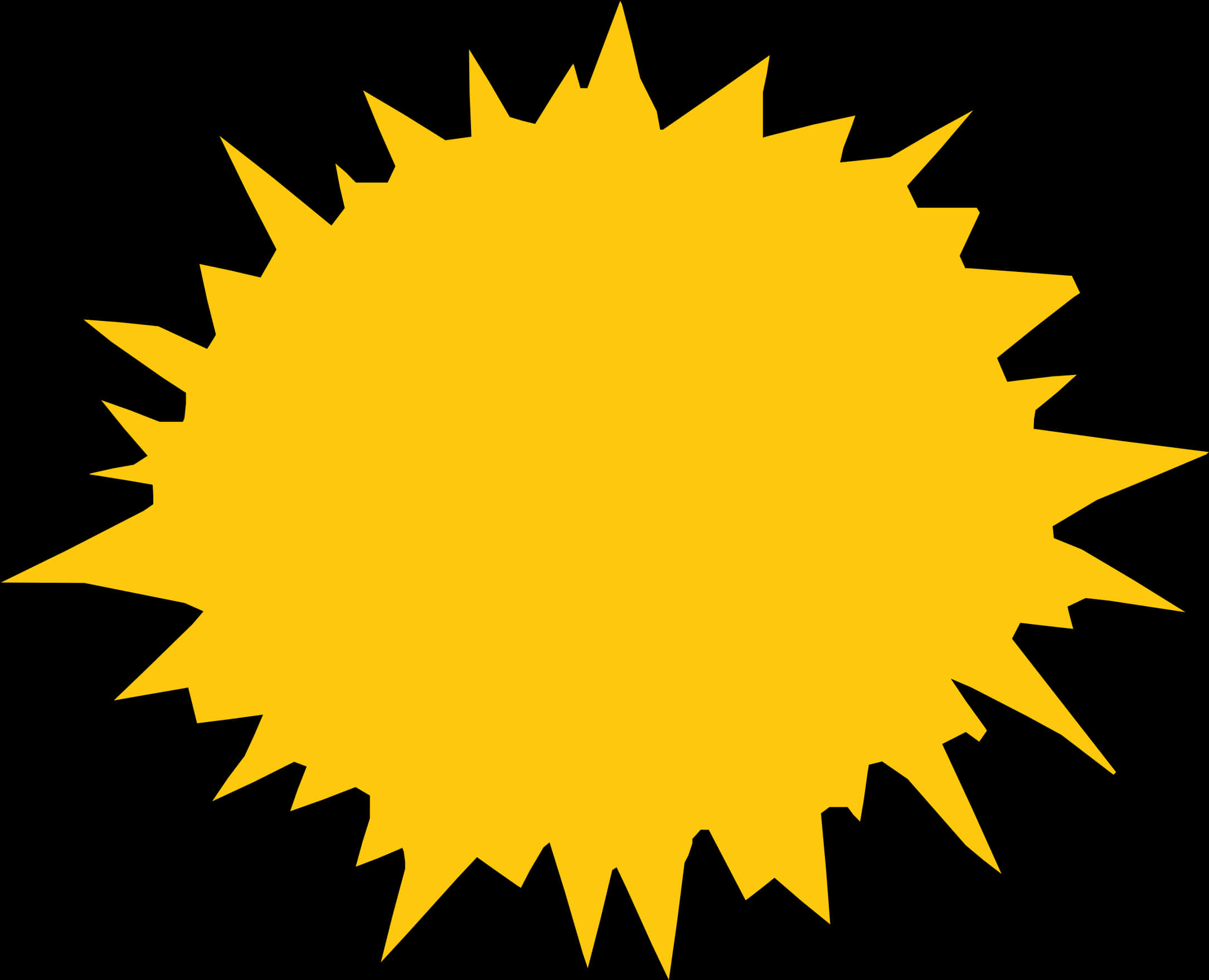 Yellow Starburst Graphicon Black Background PNG