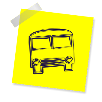 Yellow Sticky Note Bus Doodle PNG