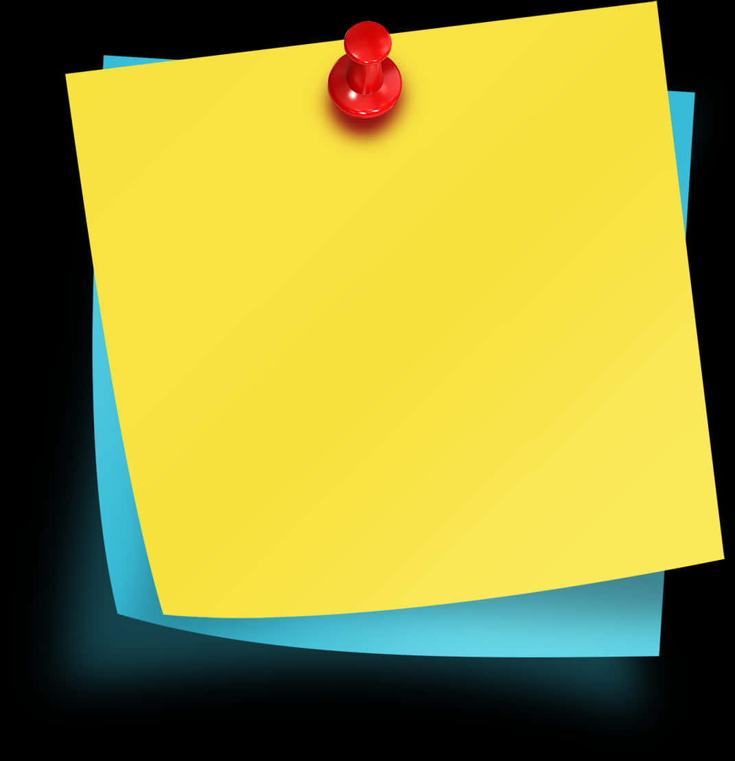 Yellow Sticky Note Pinned Black Background PNG