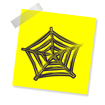 Yellow Sticky Note Spider Web PNG