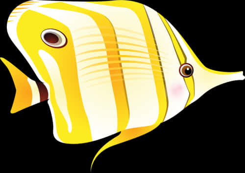 Yellow Striped Tropical Fish Illustration PNG