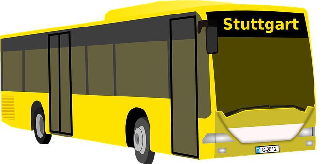 Yellow Stuttgart City Bus Illustration PNG