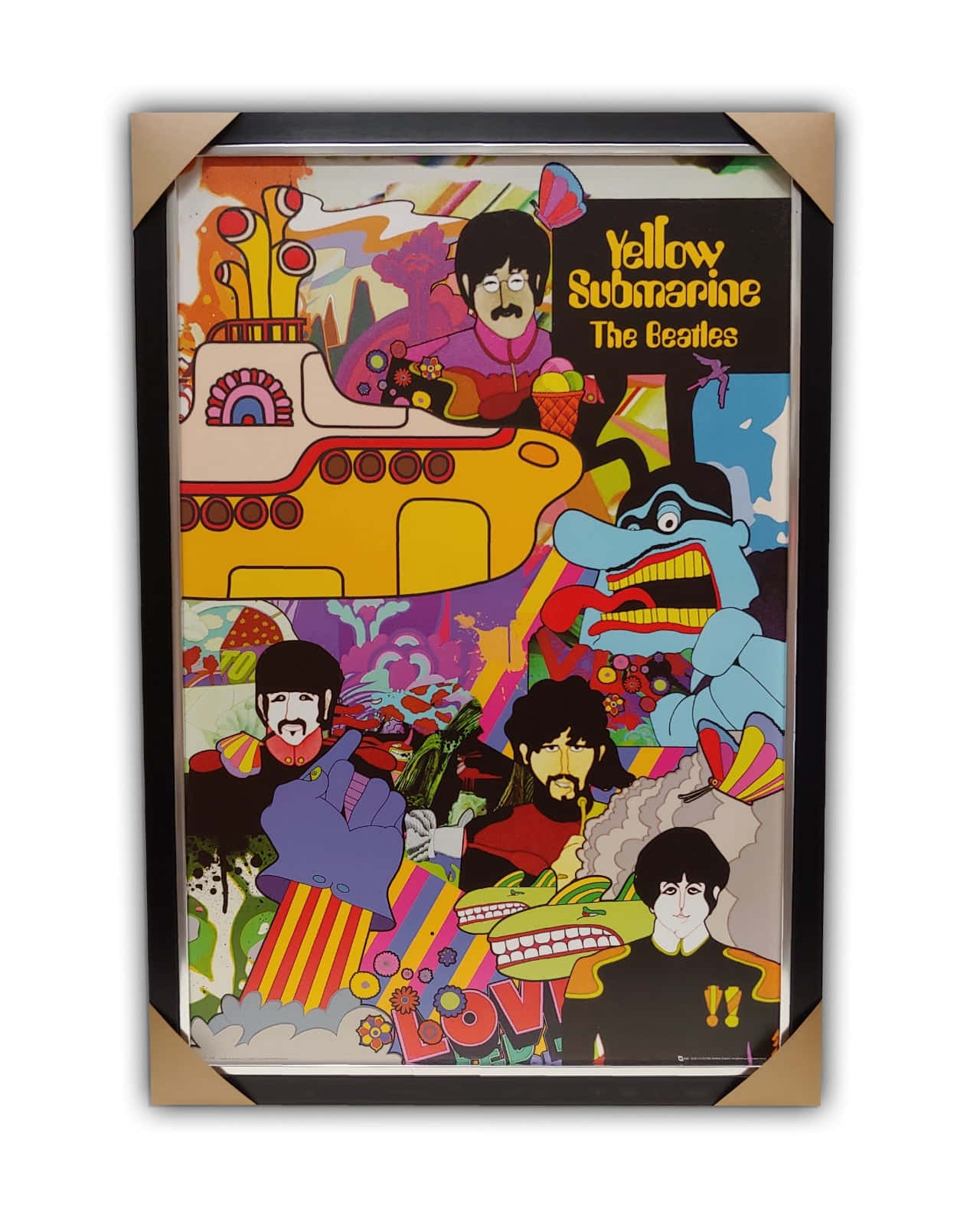 Illustration of a vibrant yellow submarine evoking The Beatles iconic song Wallpaper