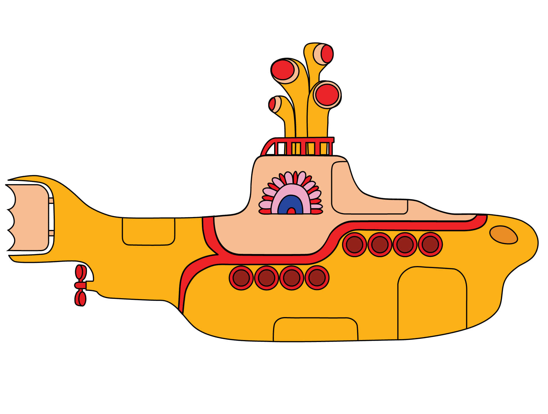 A colorful underwater journey in the Yellow Submarine Wallpaper