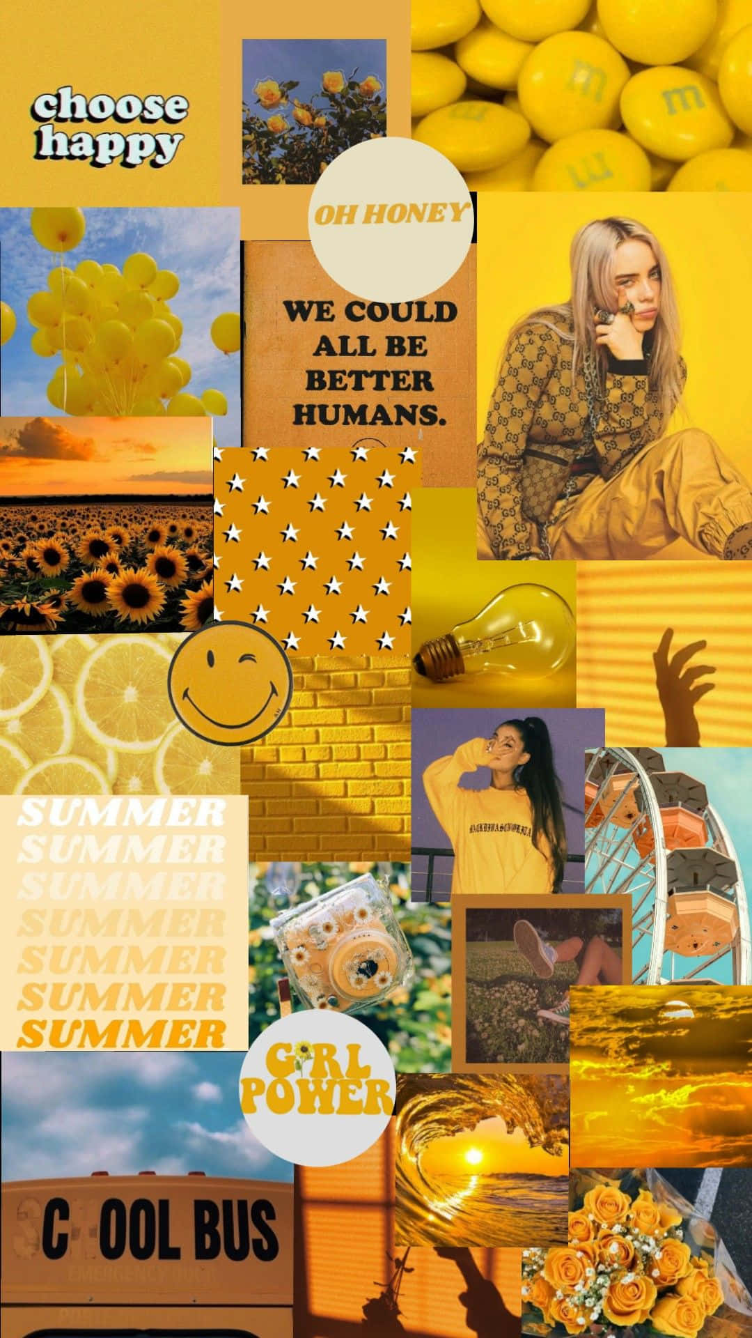 Yellow Summer Aesthetic Collage Wallpaper