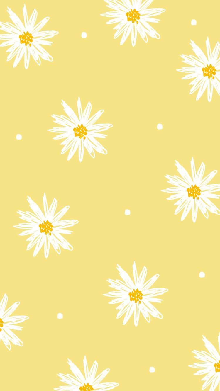 Yellow Summer Daisy Pattern Wallpaper