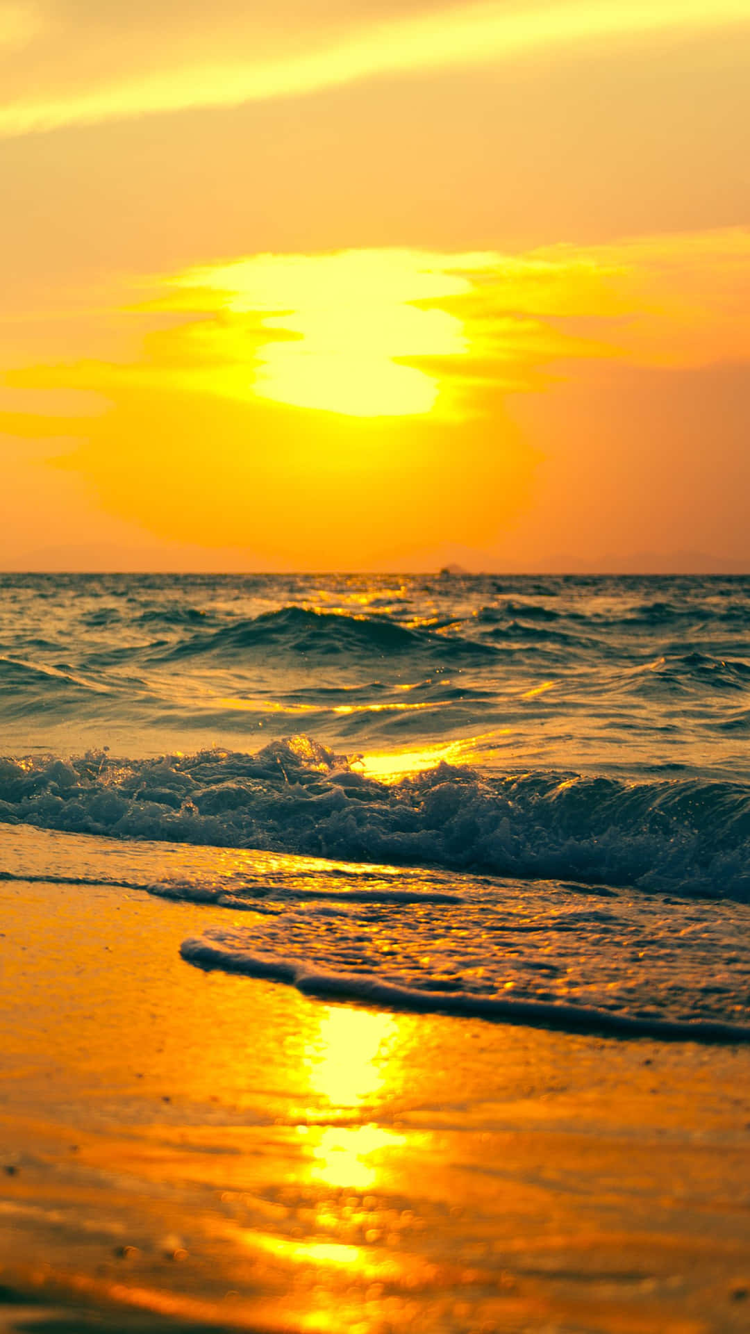 Yellow Sunset Over Tranquil Waters Wallpaper
