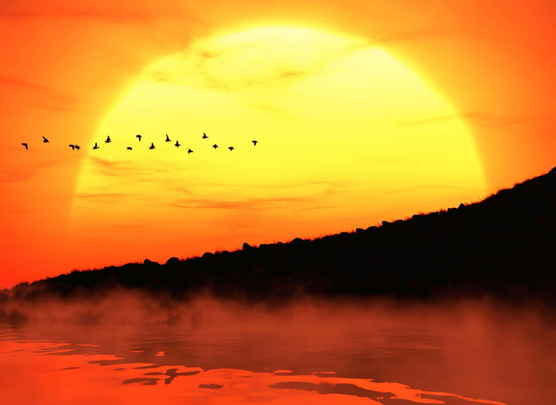 Een Adembenemende Gele Zonsondergang Achtergrond