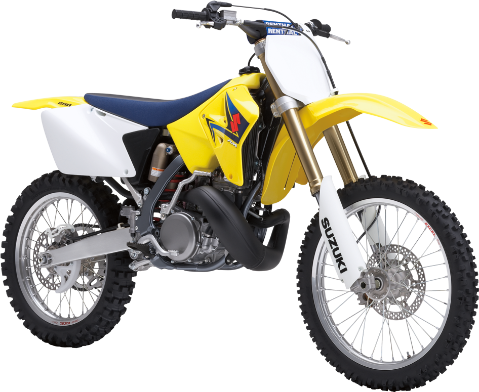 Yellow Suzuki Dirt Bike Isolated PNG
