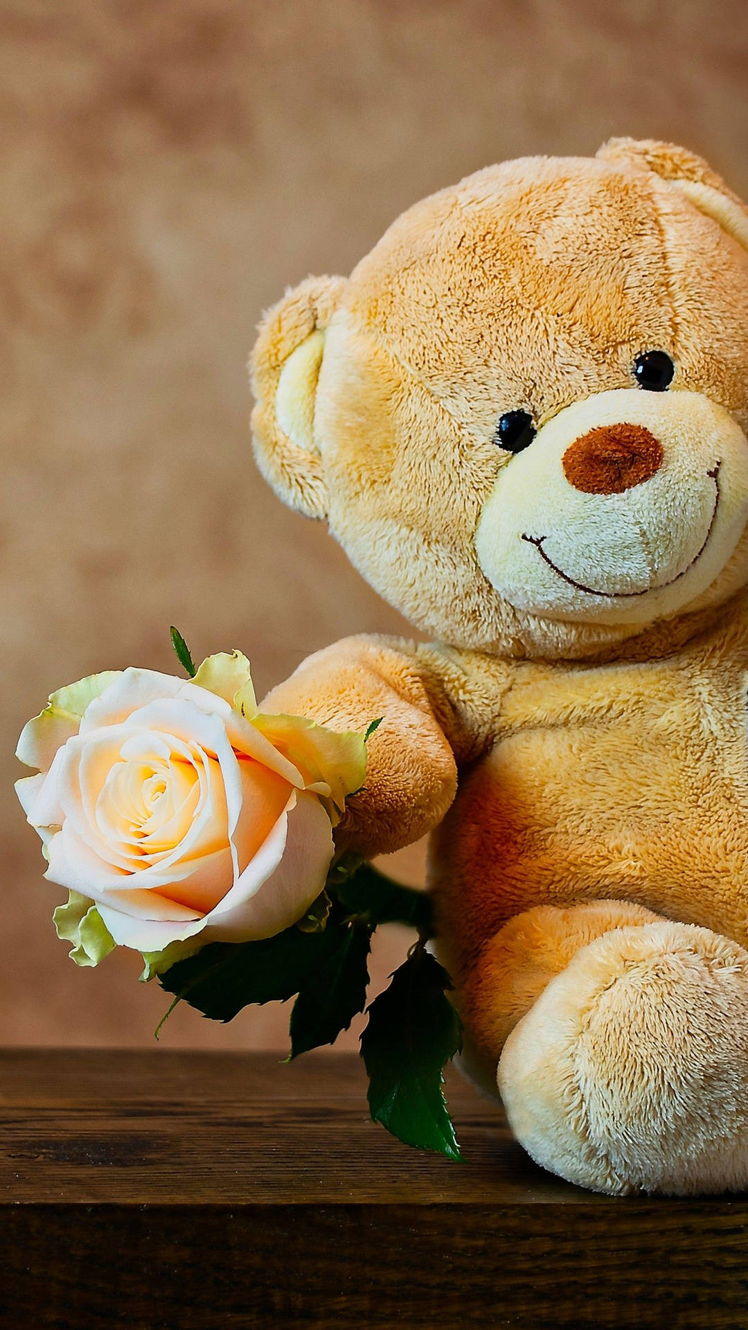 Yellow Teddy Bear With Rose Wallpaper