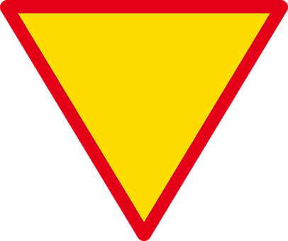 Yellow Triangle Road Sign PNG