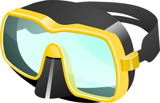 Yellow Trimmed Diving Mask Illustration PNG