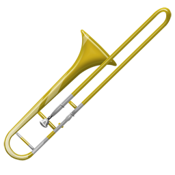 Yellow Trombone Black Background PNG