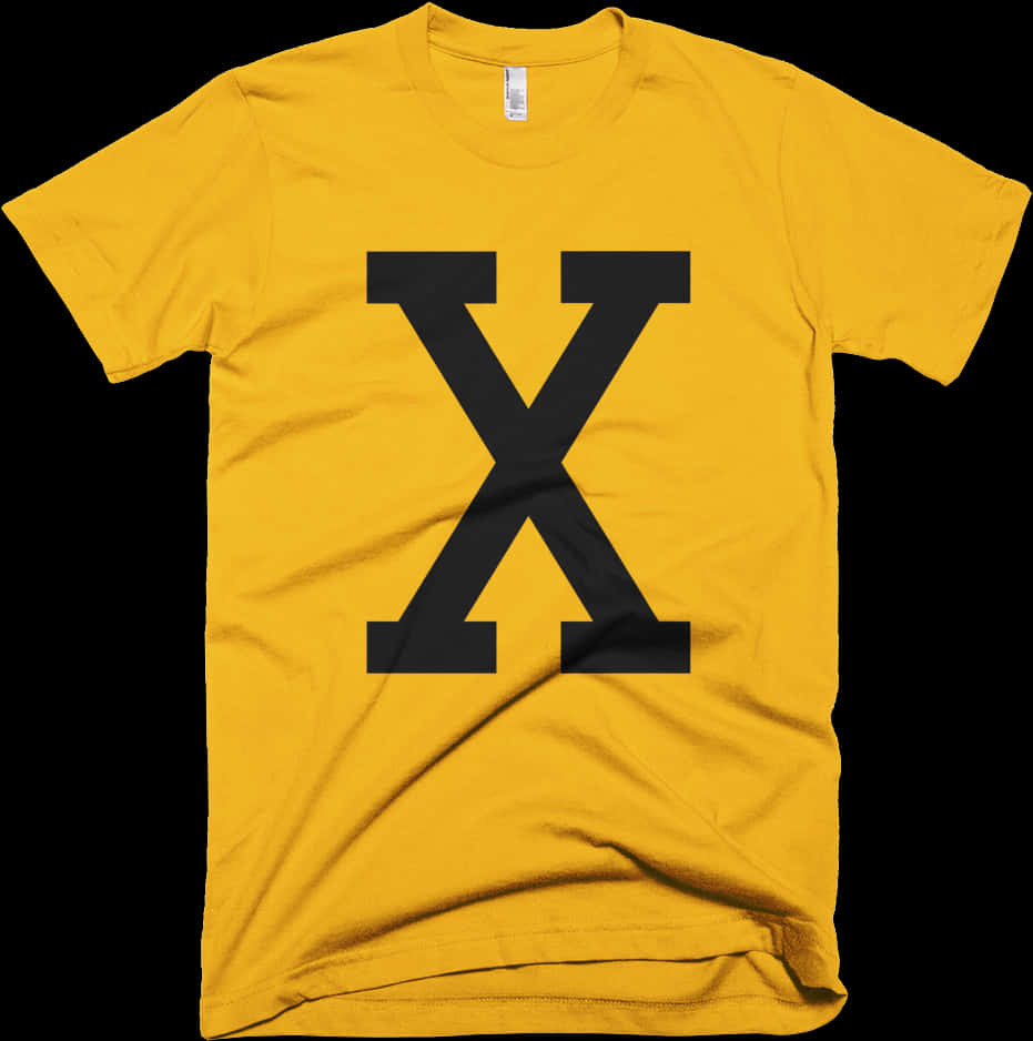 Yellow Tshirtwith Black X Design PNG