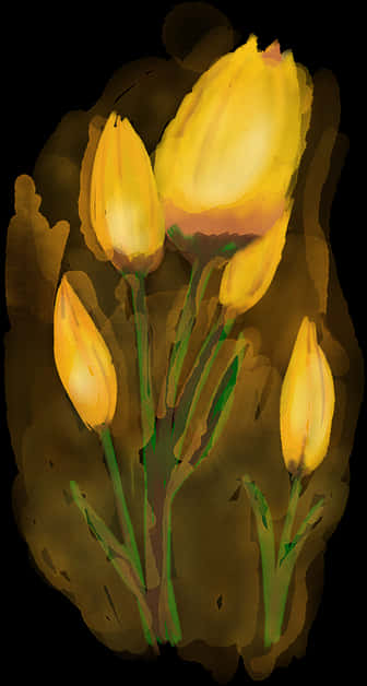 Yellow Tulips Artistic Rendering PNG