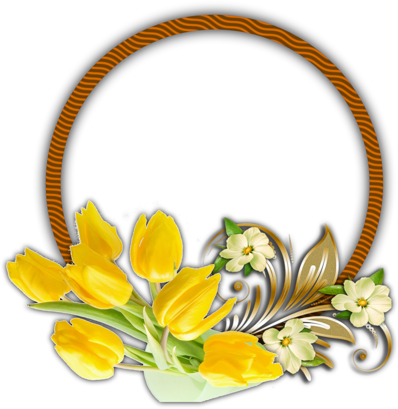 Yellow Tulips Decorative Frame PNG
