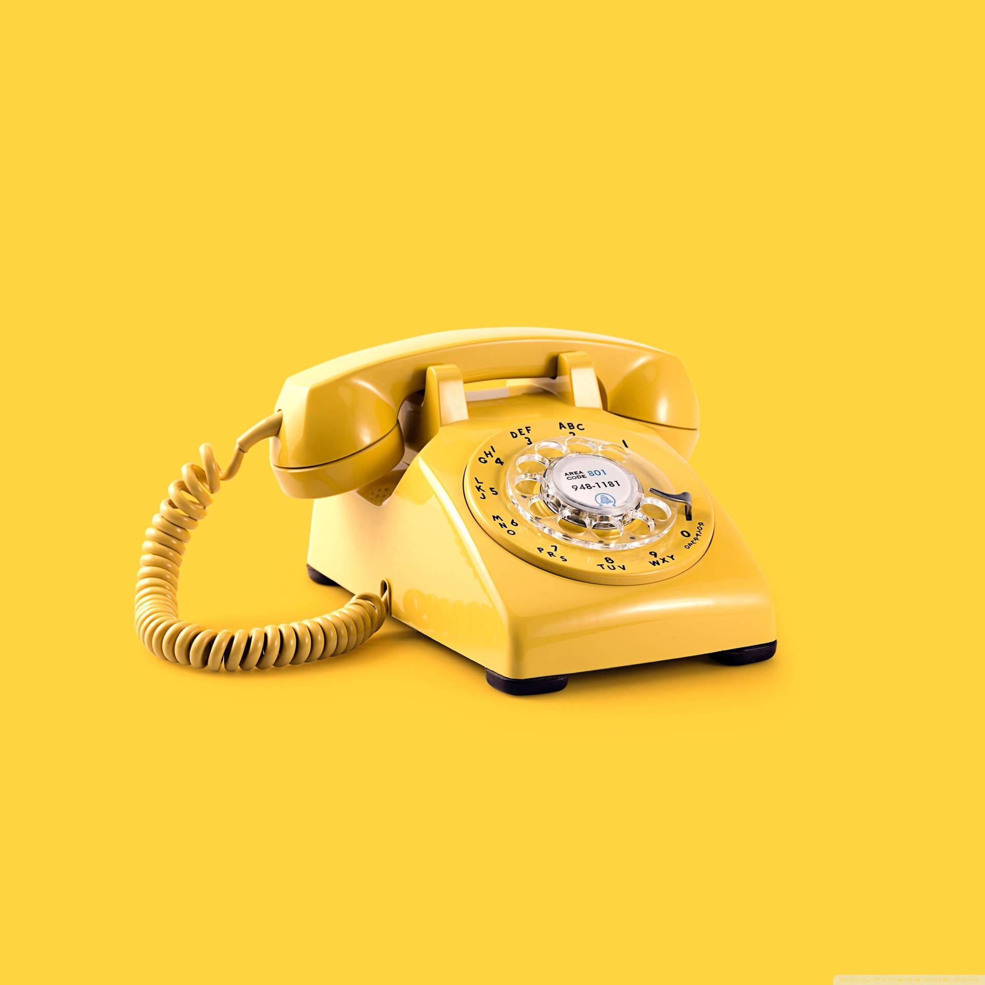 Yellow Vintage Aesthetic Telephone Wallpaper