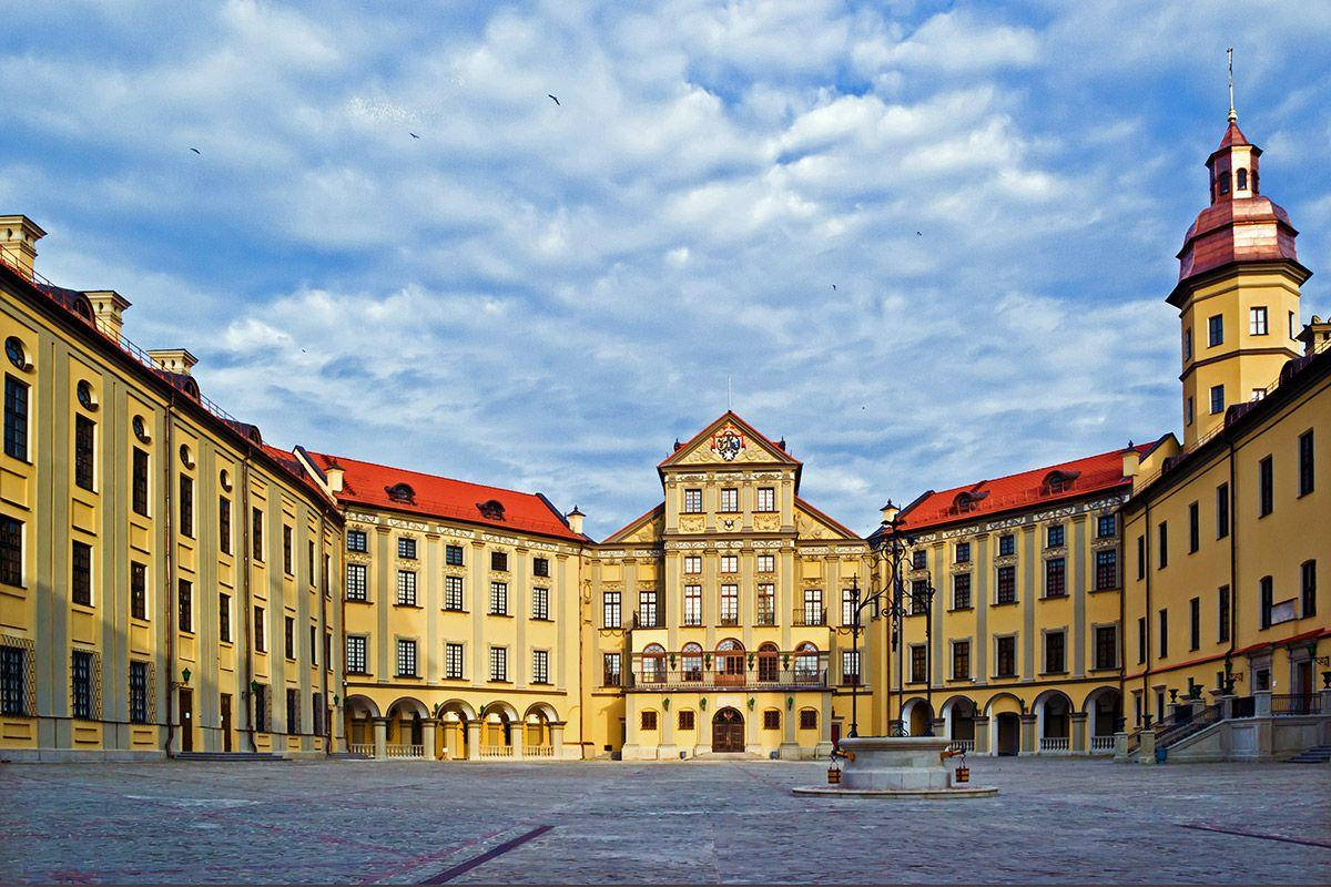 Yellow Vintage Belarus Building Background