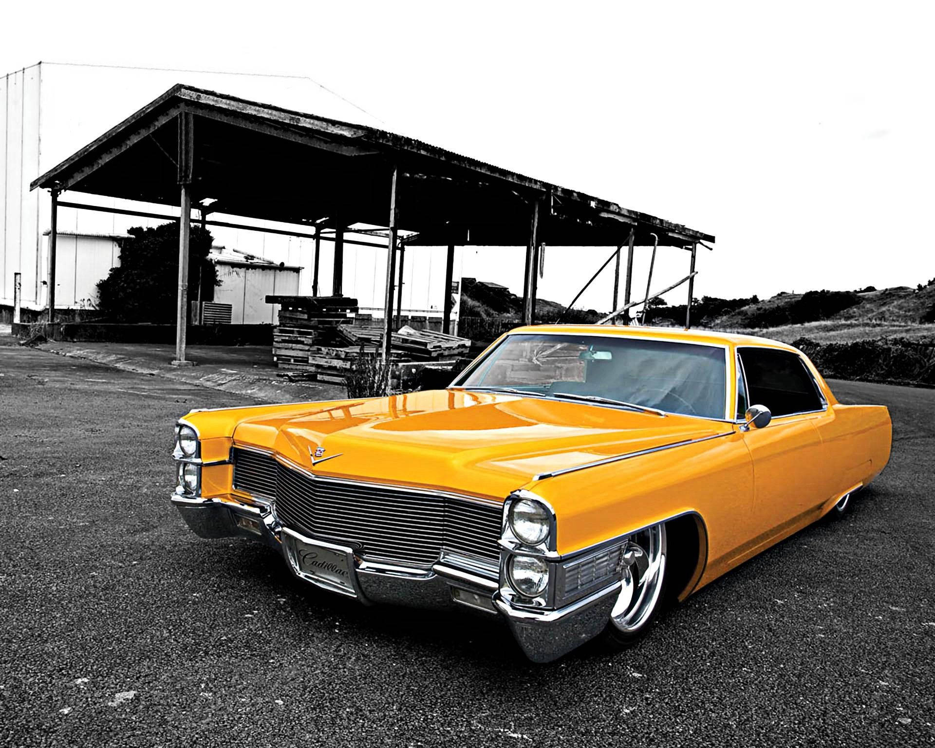 Yellow Vintage Cadillac Wallpaper