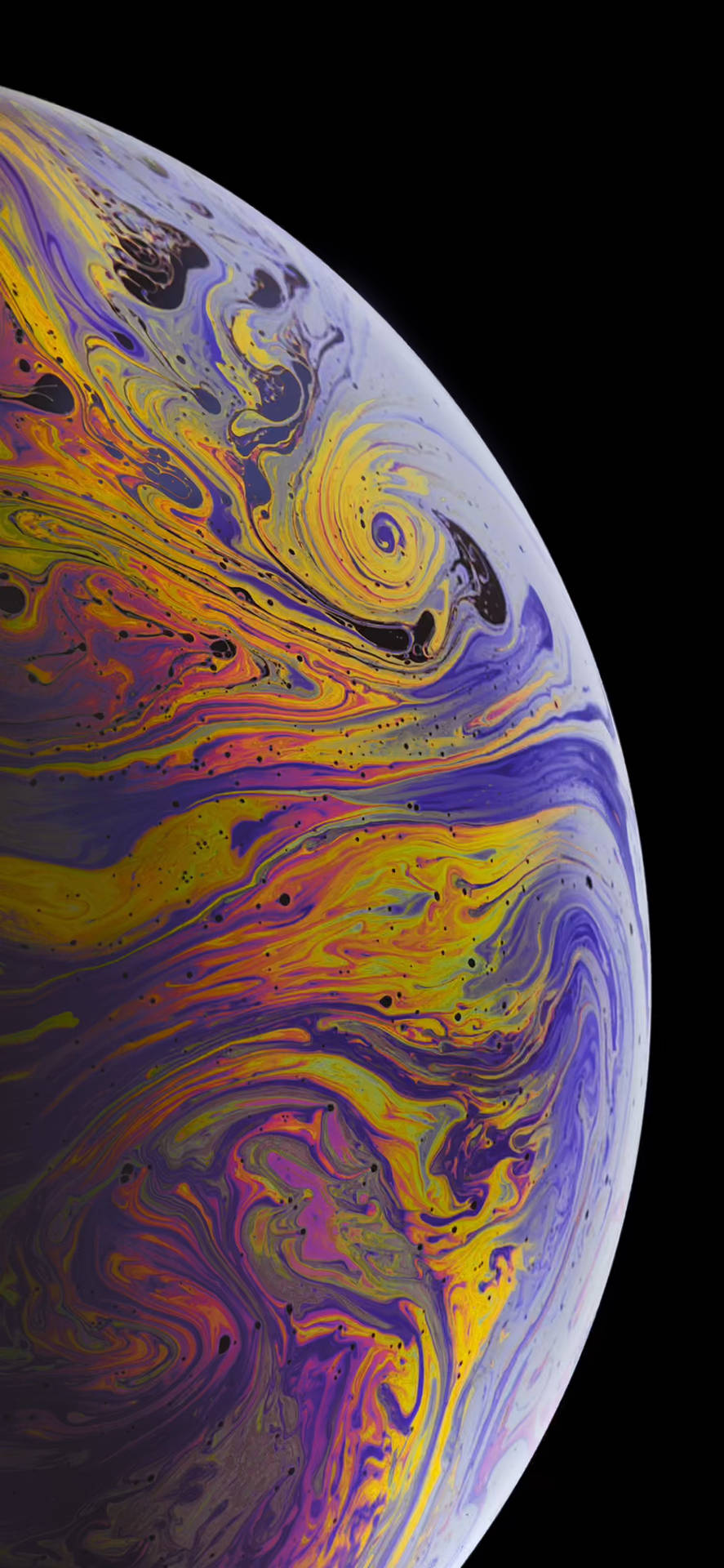 Vibrant Yellow And Violet Display On Iphone Xs Wallpaper