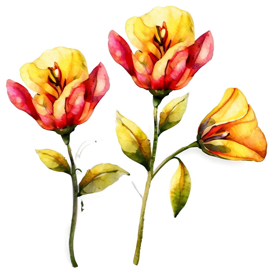 Yellow Watercolor Flowers Png Toh4 PNG