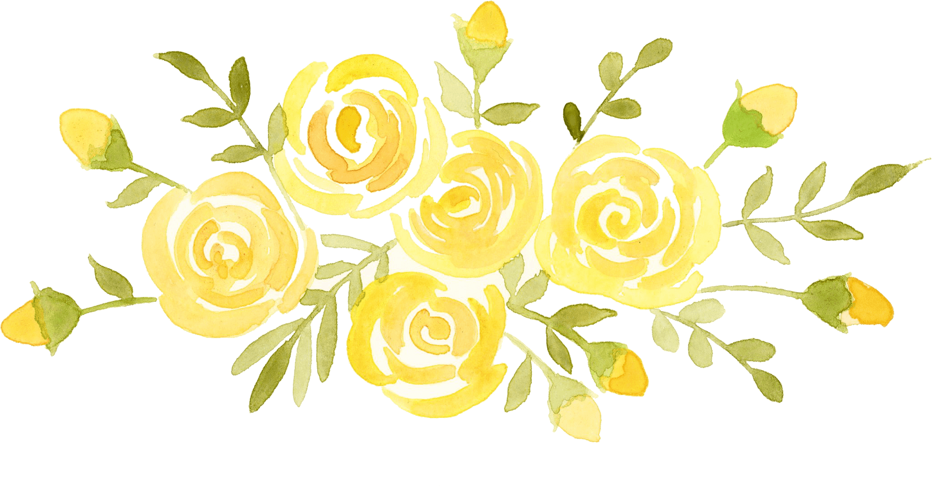 Yellow Watercolor Roses Artwork PNG