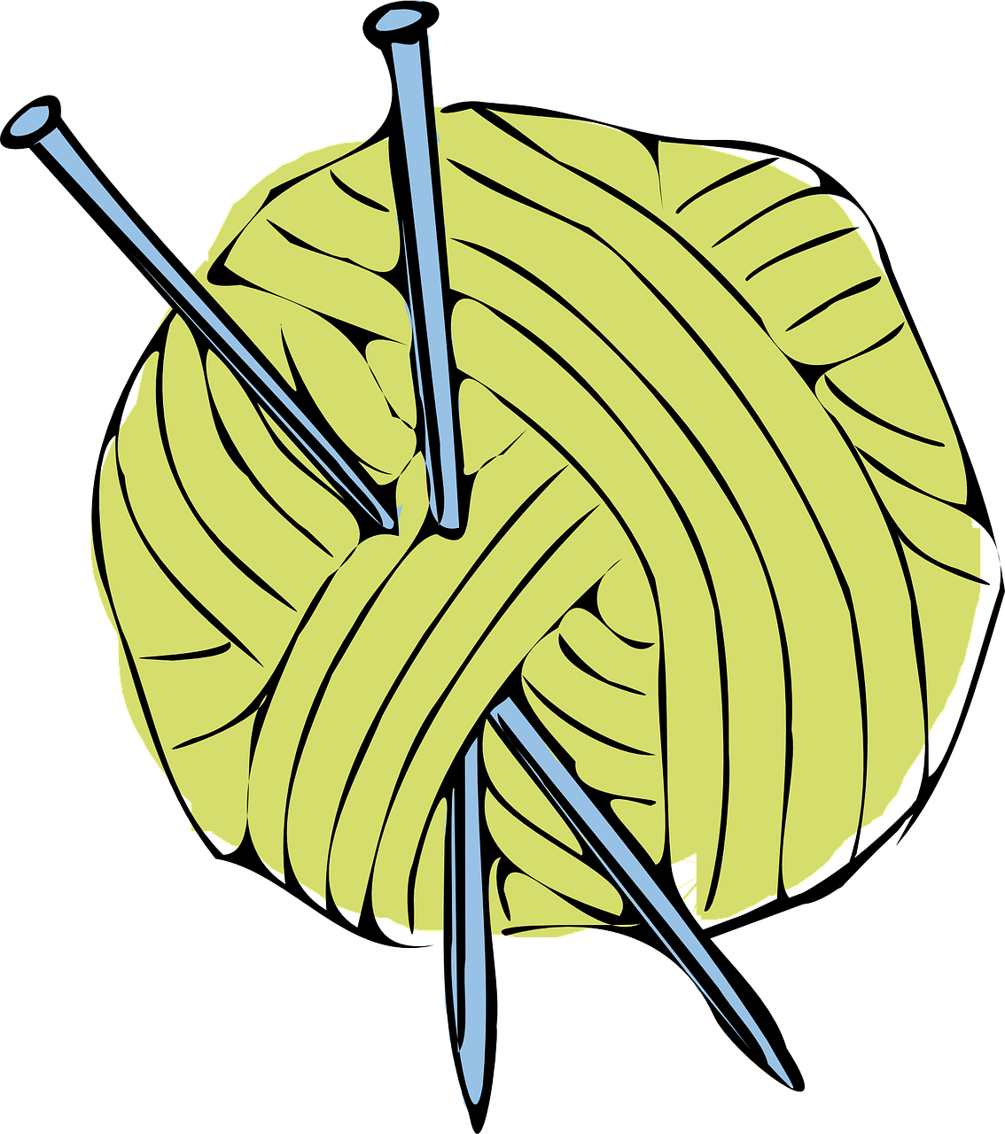 Yellow Yarn Ball With Knitting Needles PNG