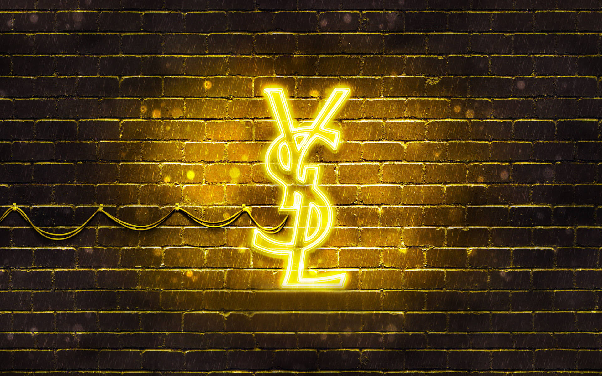 Gul YSL Neon Logo tapet Wallpaper