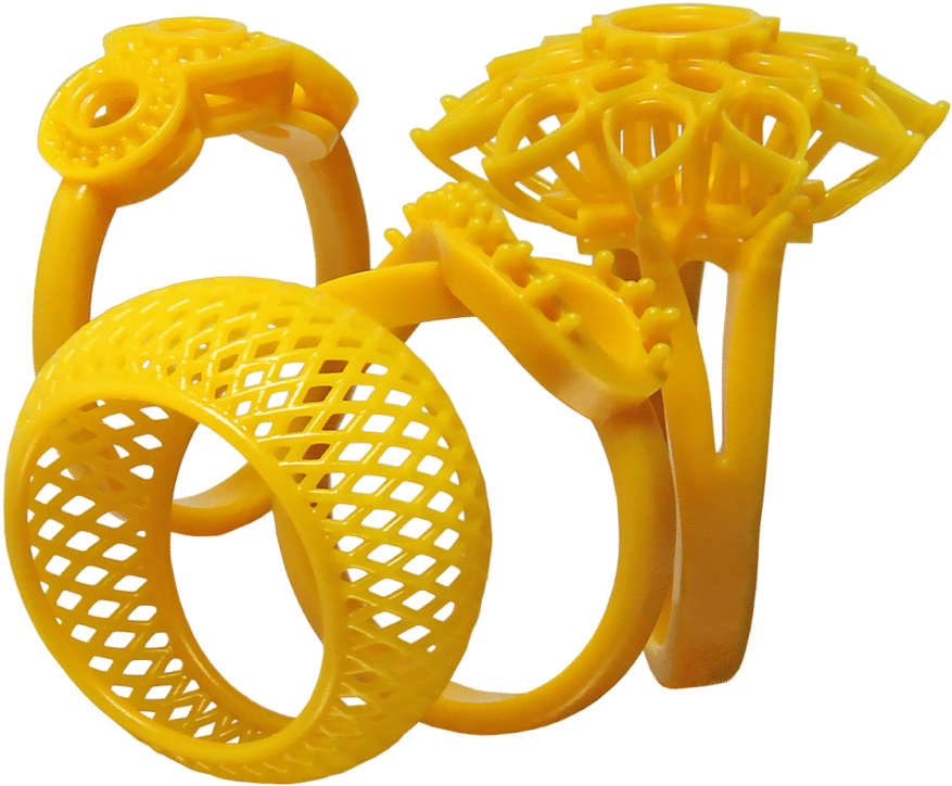 Yellow3 D Printed Rings PNG