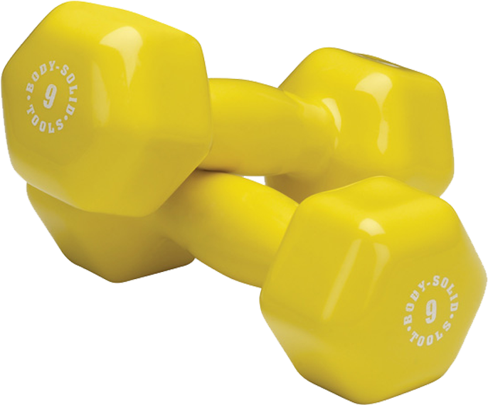Yellow9lb Dumbbells Fitness Equipment PNG