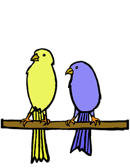 Yellowand Blue Birds Illustration PNG