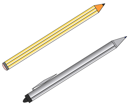Yellowand Silver Pencils Vector Illustration PNG