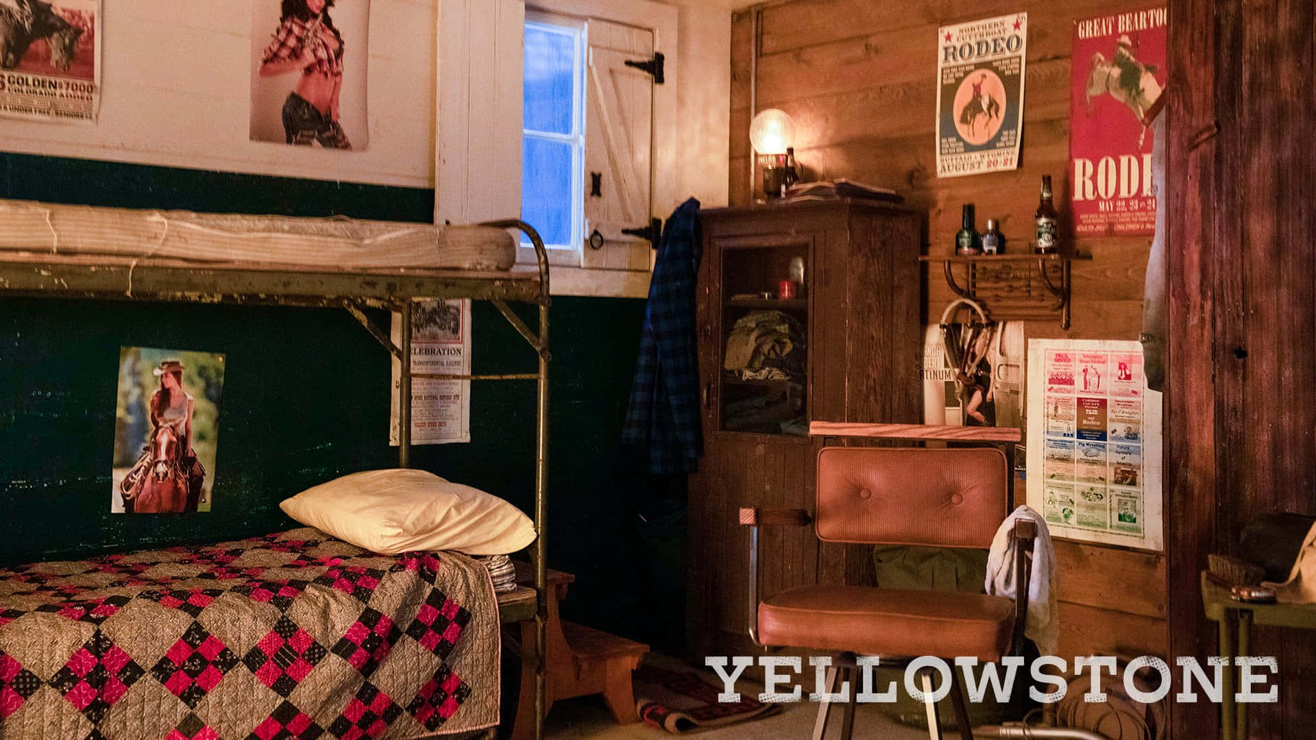 Yellowstone A Room Full Of Cowboy Memorabilia Background