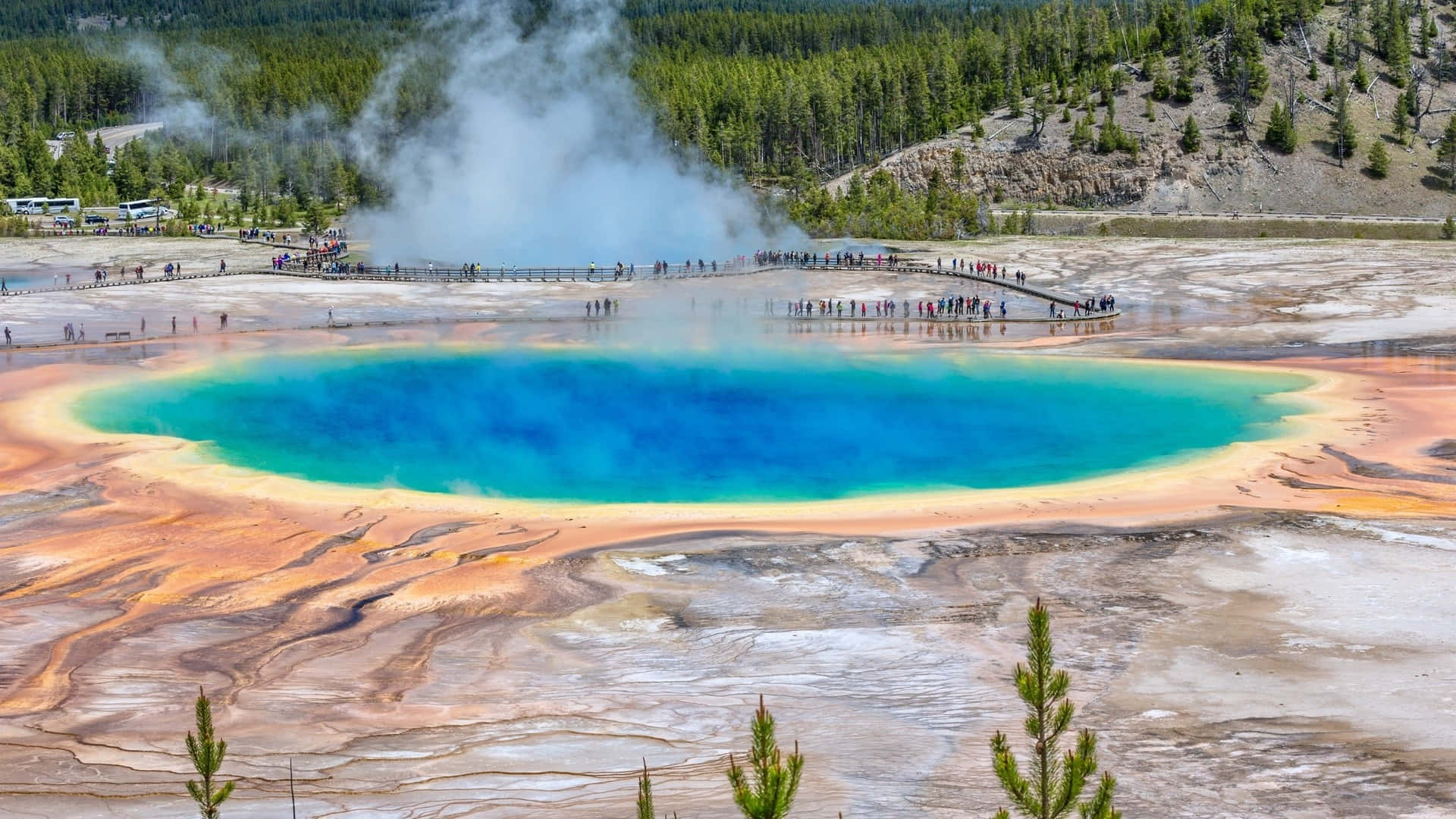 Yellowstone Blue Grand Prismatic Spring Background