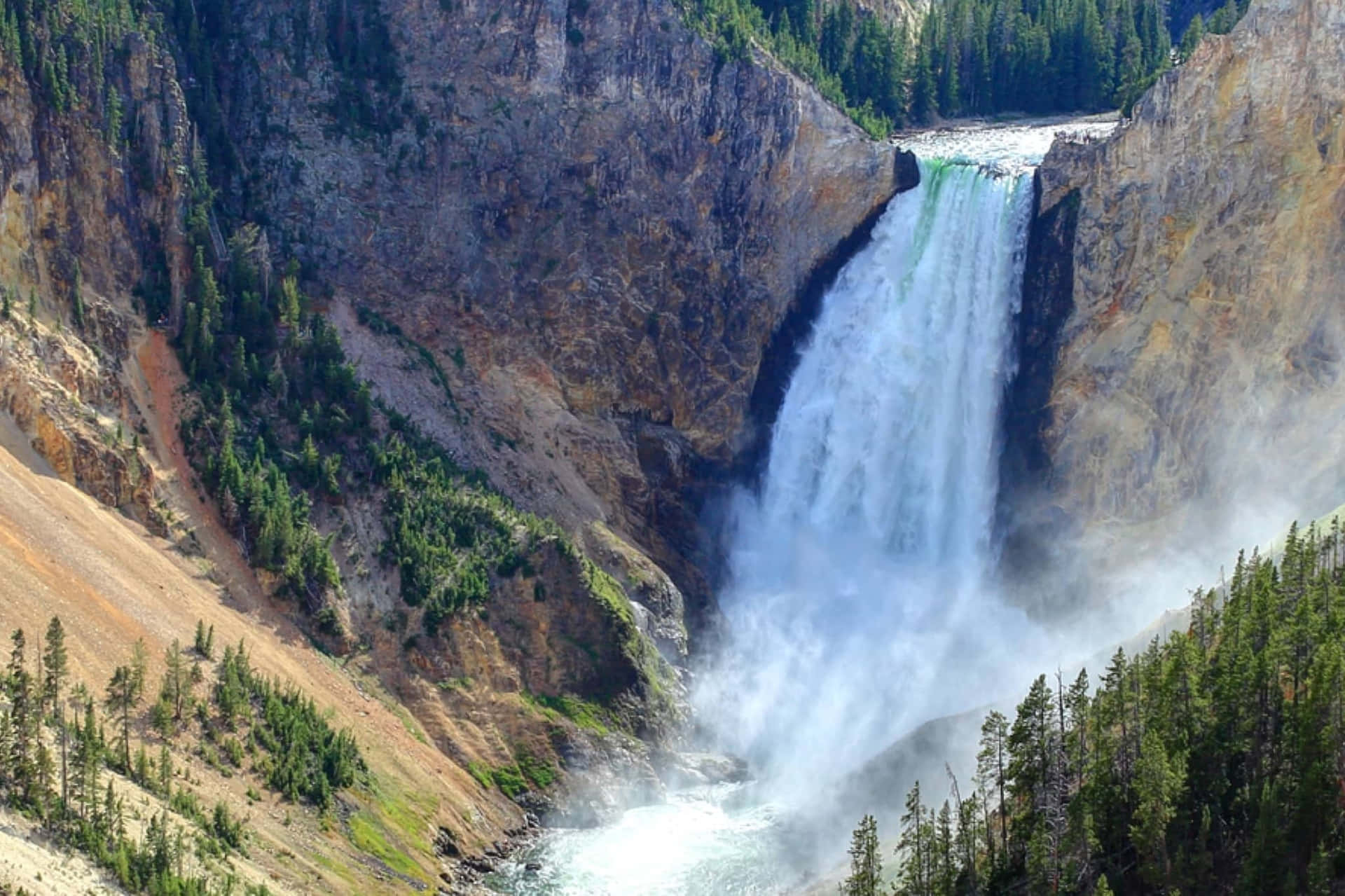 Yellowstone The Lower Falls Gushing Background