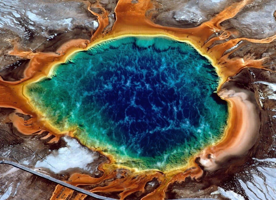 Spectacular eruption of a geyser in Yellowstone National Park Wallpaper